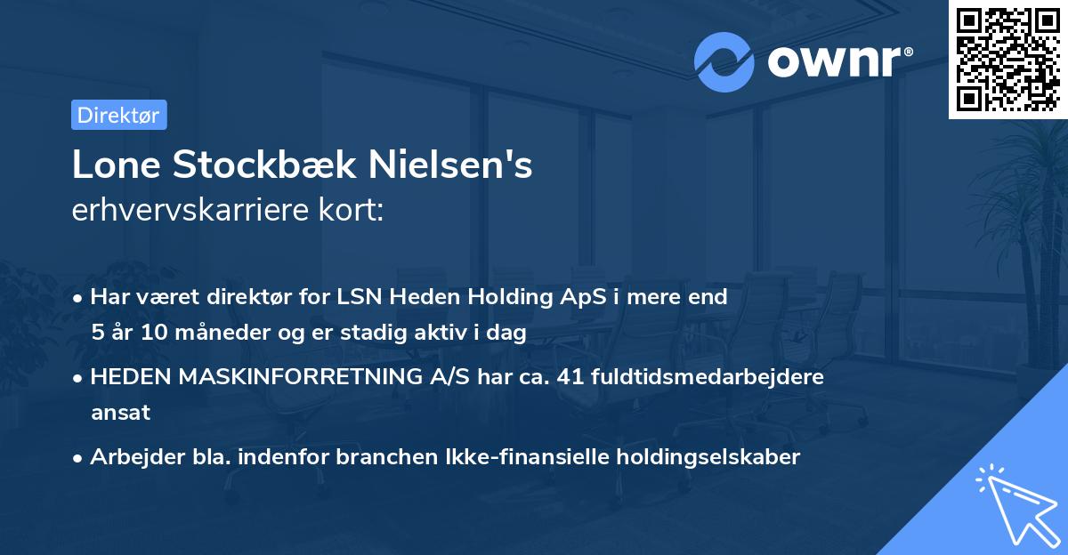 Lone Stockbæk Nielsen's erhvervskarriere kort