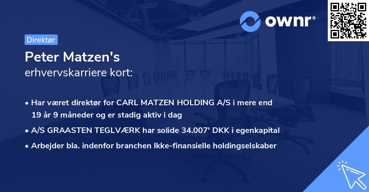 Peter Matzen's erhvervskarriere kort