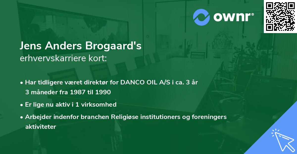 Jens Anders Brogaard's erhvervskarriere kort