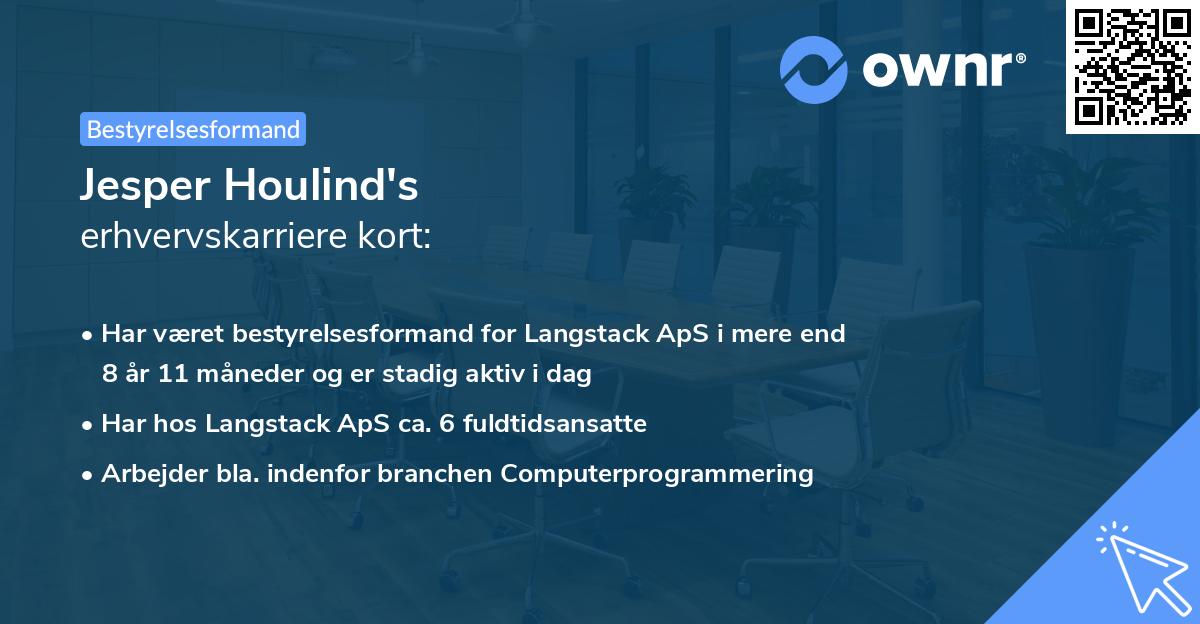 Jesper Houlind's erhvervskarriere kort