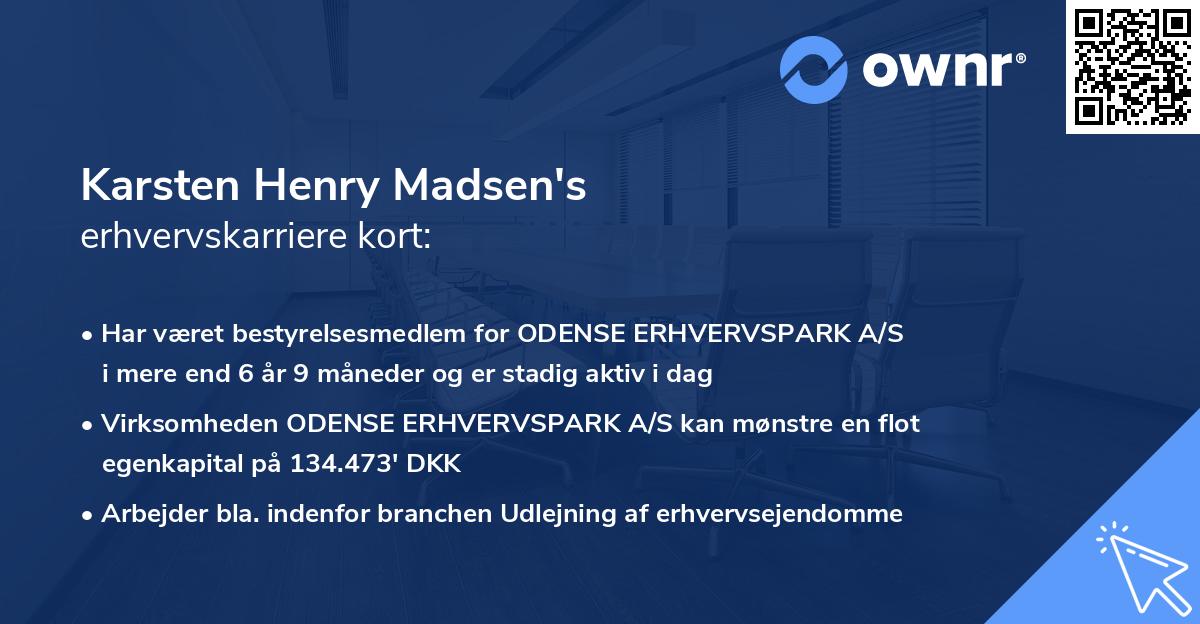 Karsten Henry Madsen's erhvervskarriere kort