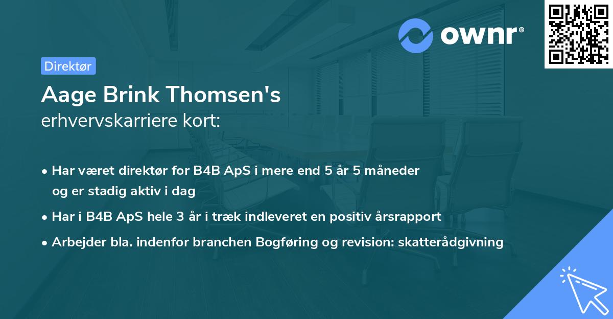 Aage Brink Thomsen's erhvervskarriere kort