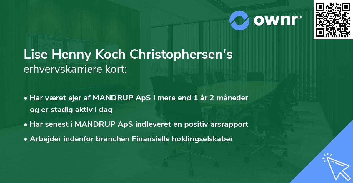 Lise Henny Koch Christophersen's erhvervskarriere kort