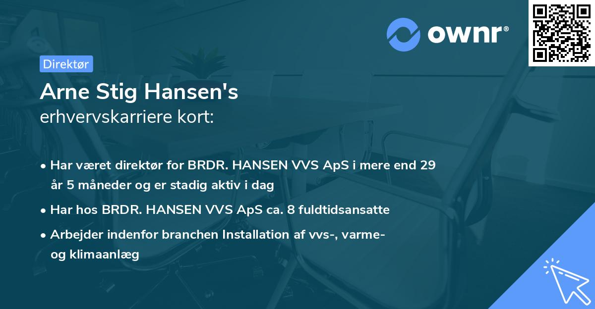 Arne Stig Hansen's erhvervskarriere kort