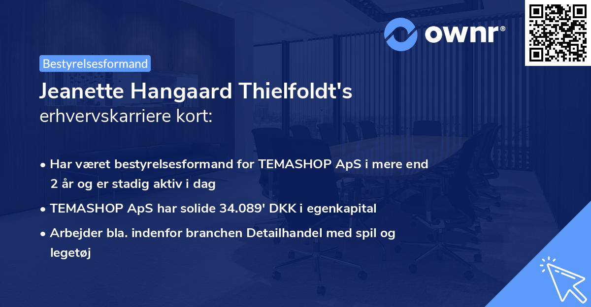 Jeanette Hangaard Thielfoldt's erhvervskarriere kort