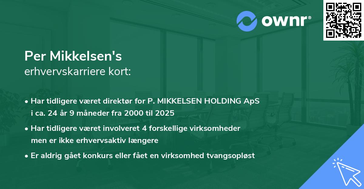 Per Mikkelsen's erhvervskarriere kort