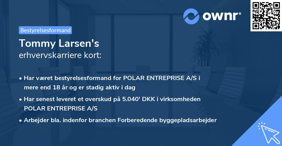 Tommy Larsen's erhvervskarriere kort