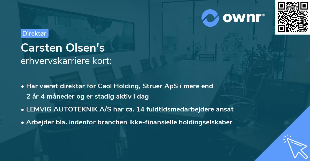 Carsten Olsen's erhvervskarriere kort