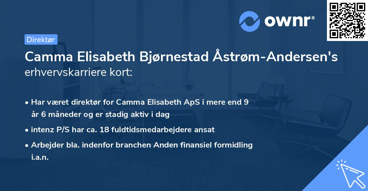 Camma Elisabeth Bjørnestad Åstrøm-Andersen's erhvervskarriere kort