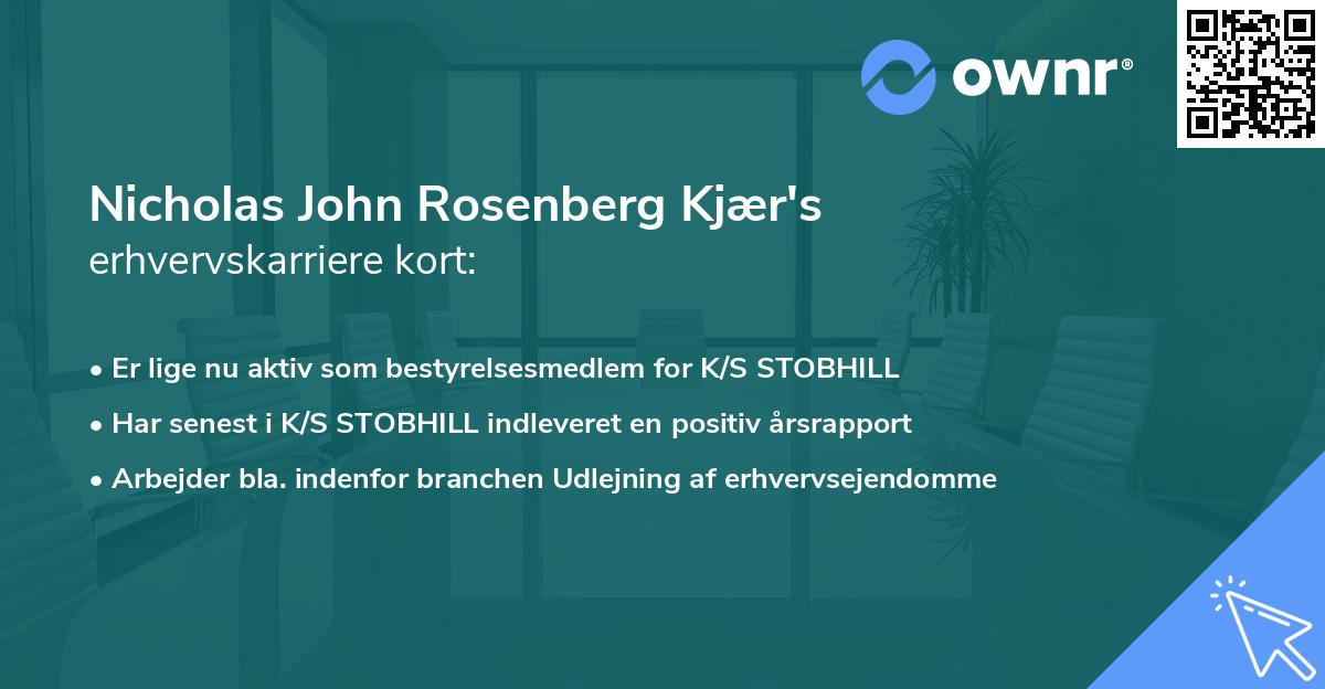 Nicholas John Rosenberg Kjær's erhvervskarriere kort