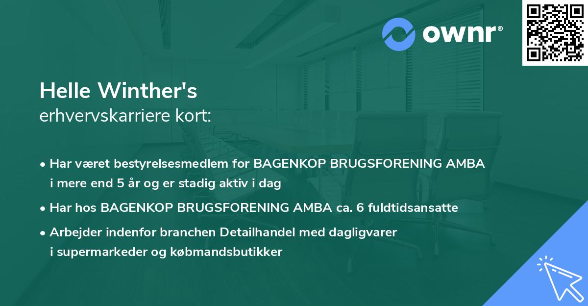 Helle Winther's erhvervskarriere kort