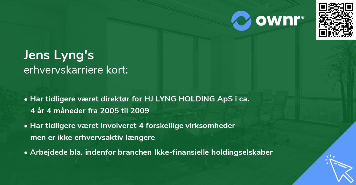 Jens Lyng's erhvervskarriere kort