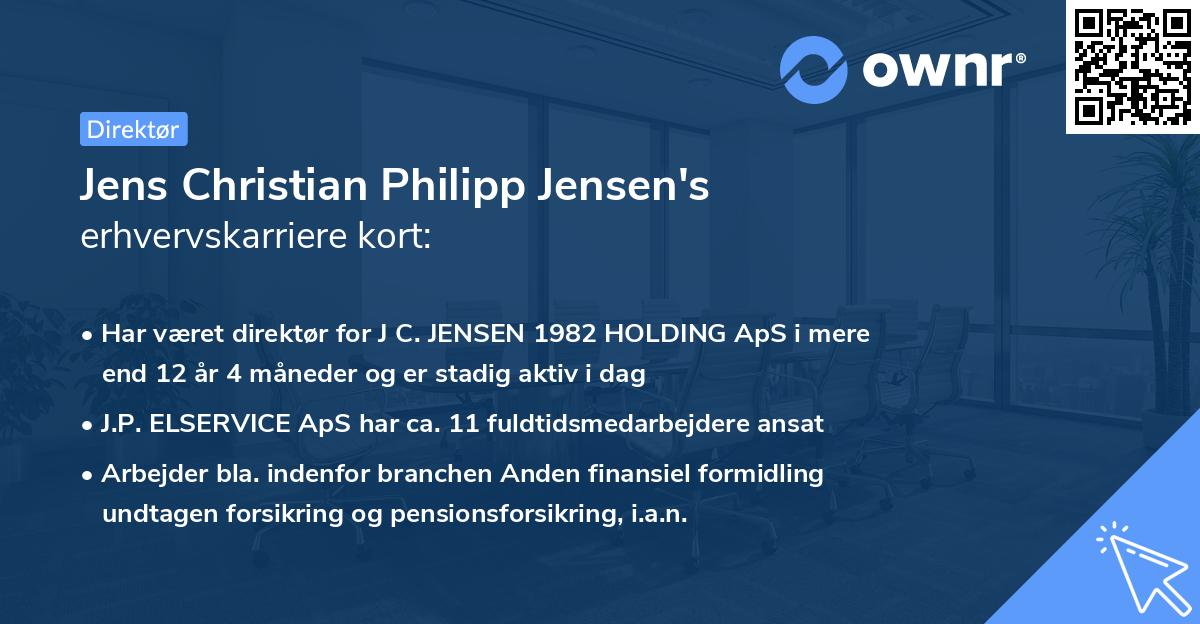 Jens Christian Philipp Jensen's erhvervskarriere kort