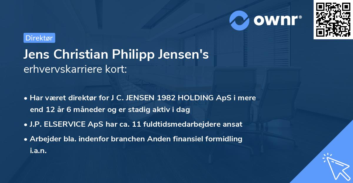 Jens Christian Philipp Jensen's erhvervskarriere kort