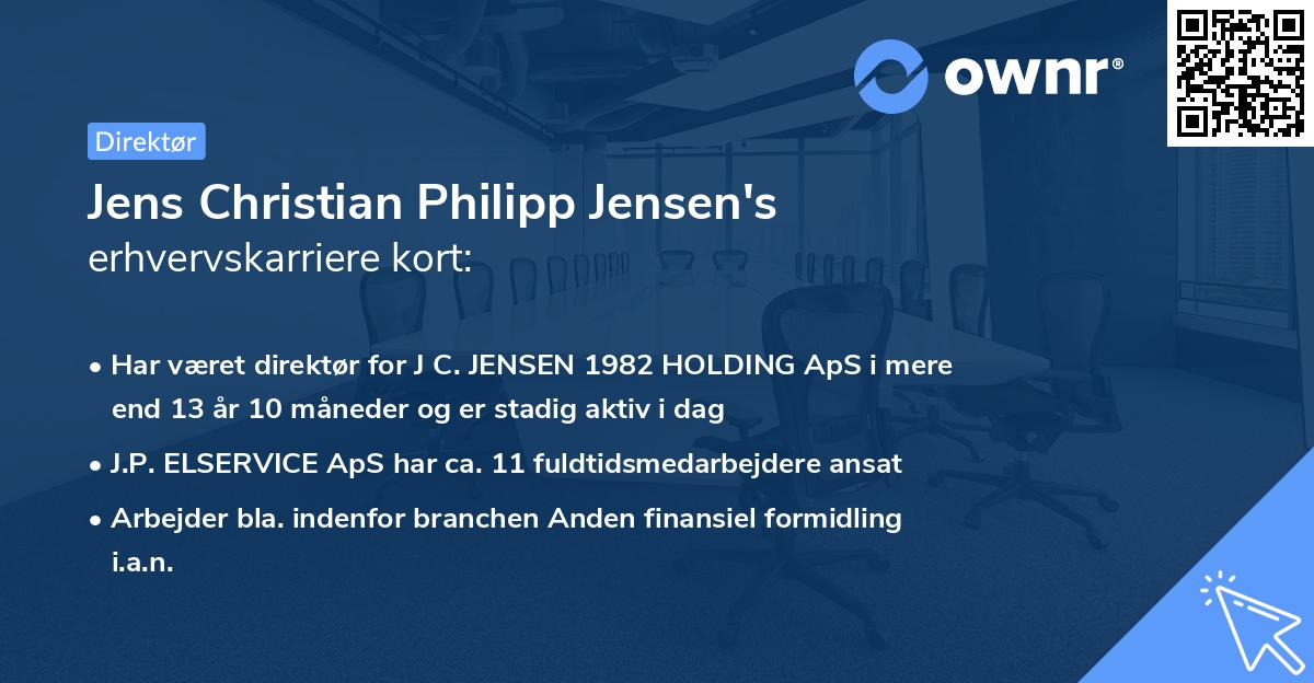 Jens Christian Philipp Jensen's erhvervskarriere kort