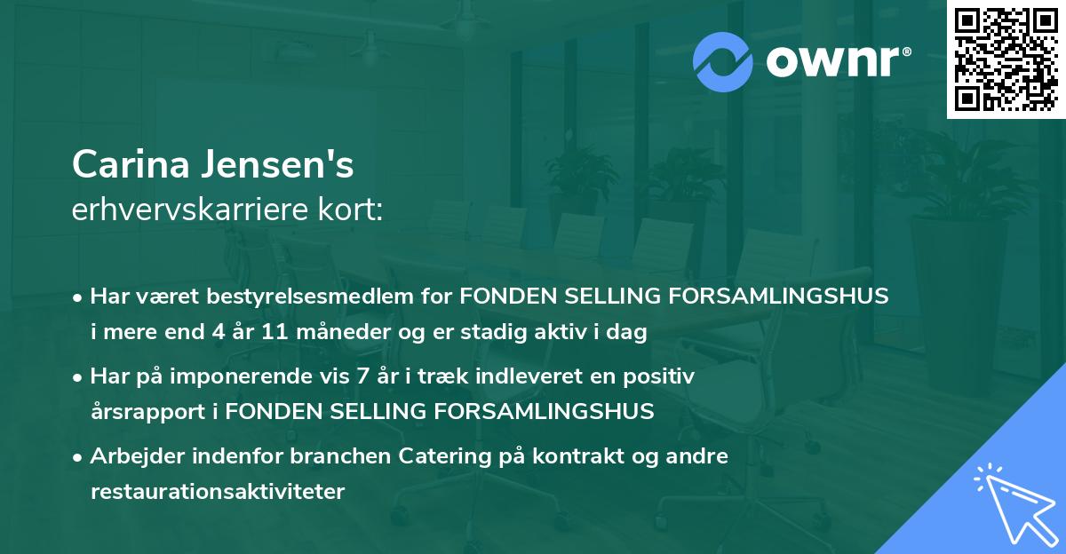 Carina Jensen's erhvervskarriere kort