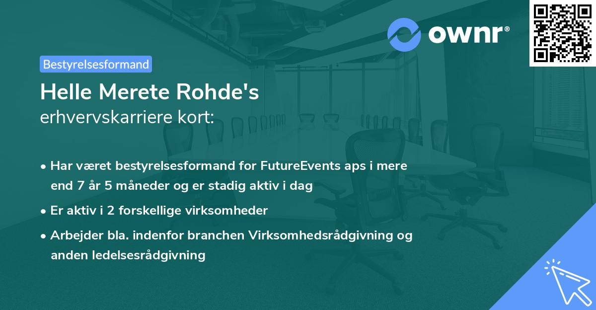 Helle Merete Rohde's erhvervskarriere kort