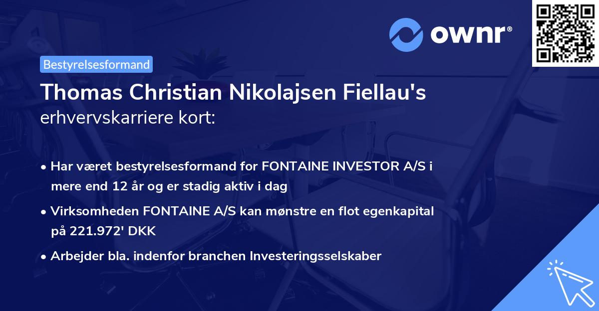 Thomas Christian Nikolajsen Fiellau's erhvervskarriere kort