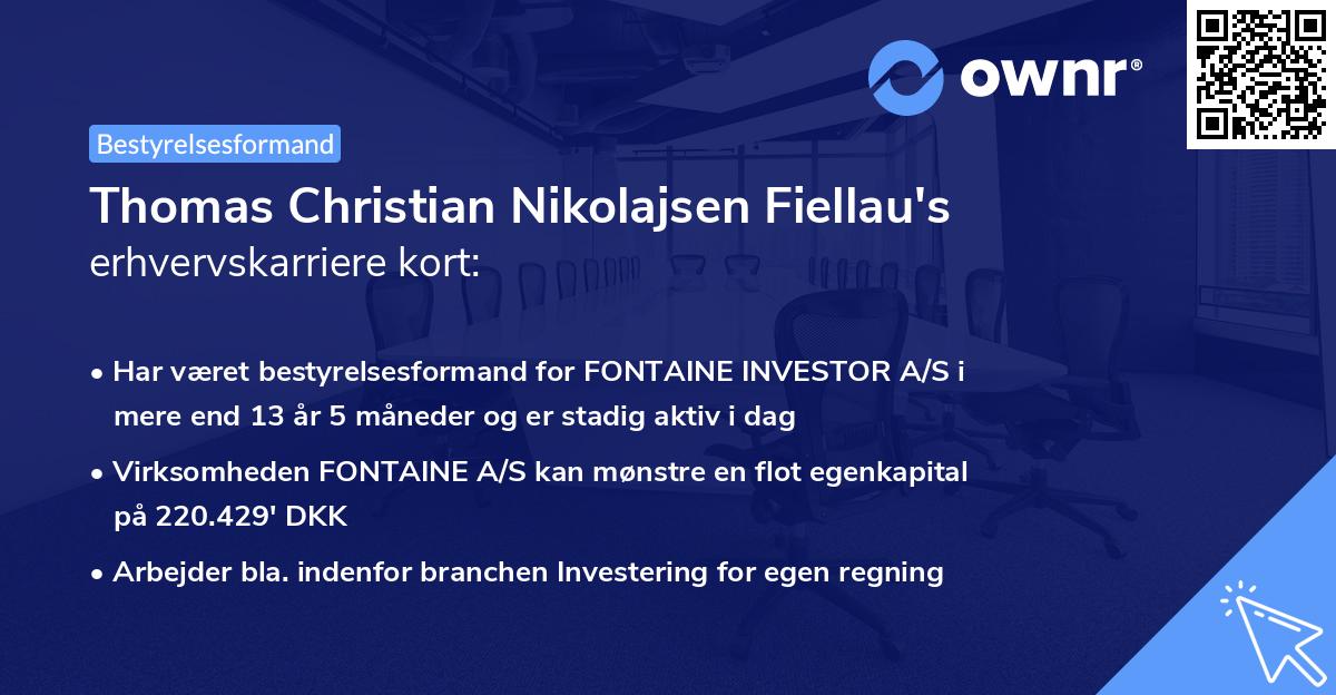 Thomas Christian Nikolajsen Fiellau's erhvervskarriere kort