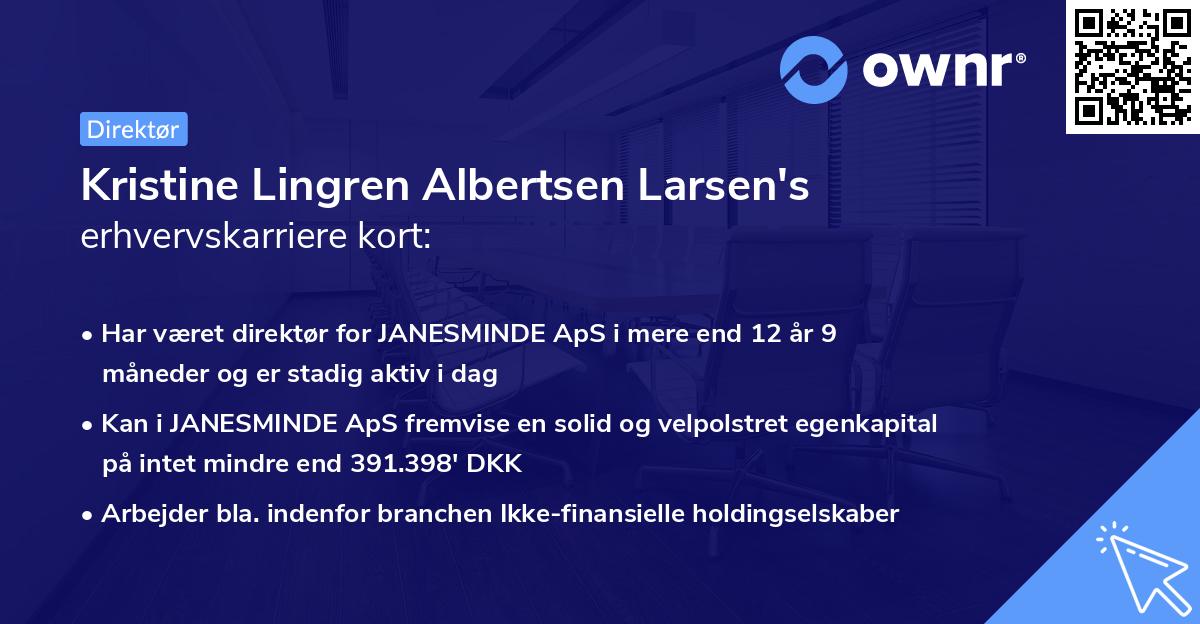 Kristine Lingren Albertsen Larsen's erhvervskarriere kort