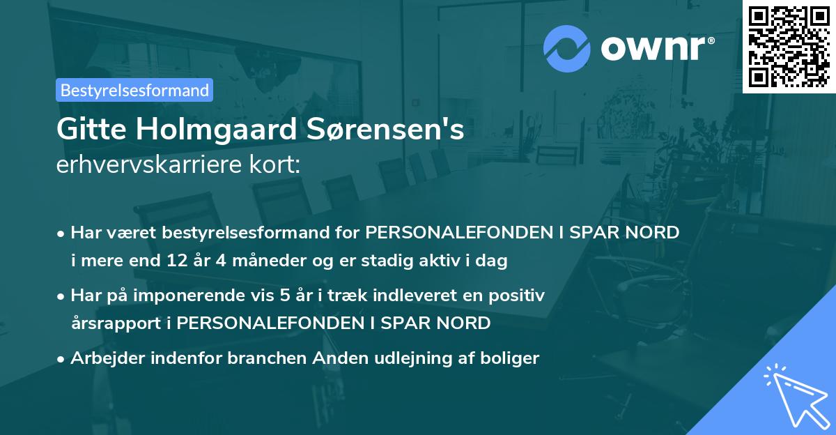 Gitte Holmgaard Sørensen's erhvervskarriere kort