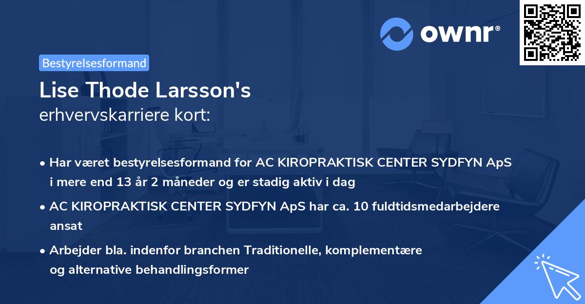 Lise Thode Larsson's erhvervskarriere kort