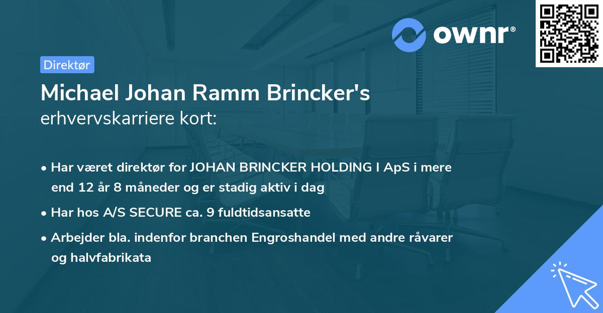 Michael Johan Ramm Brincker's erhvervskarriere kort