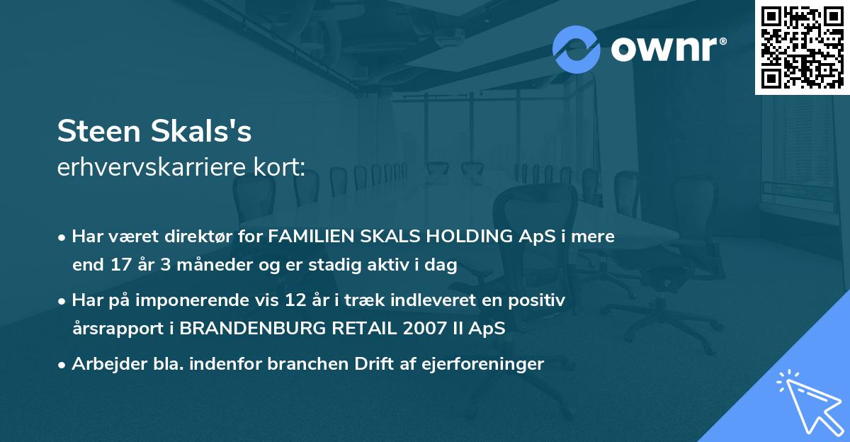 Steen Skals's erhvervskarriere kort