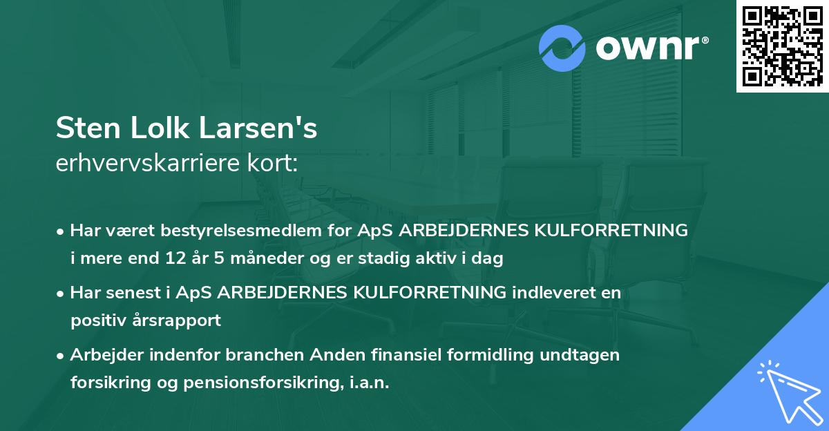 Sten Lolk Larsen's erhvervskarriere kort