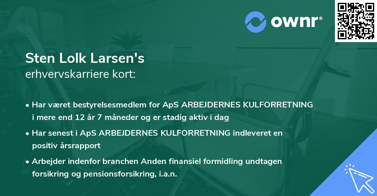 Sten Lolk Larsen's erhvervskarriere kort