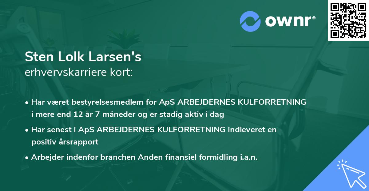 Sten Lolk Larsen's erhvervskarriere kort