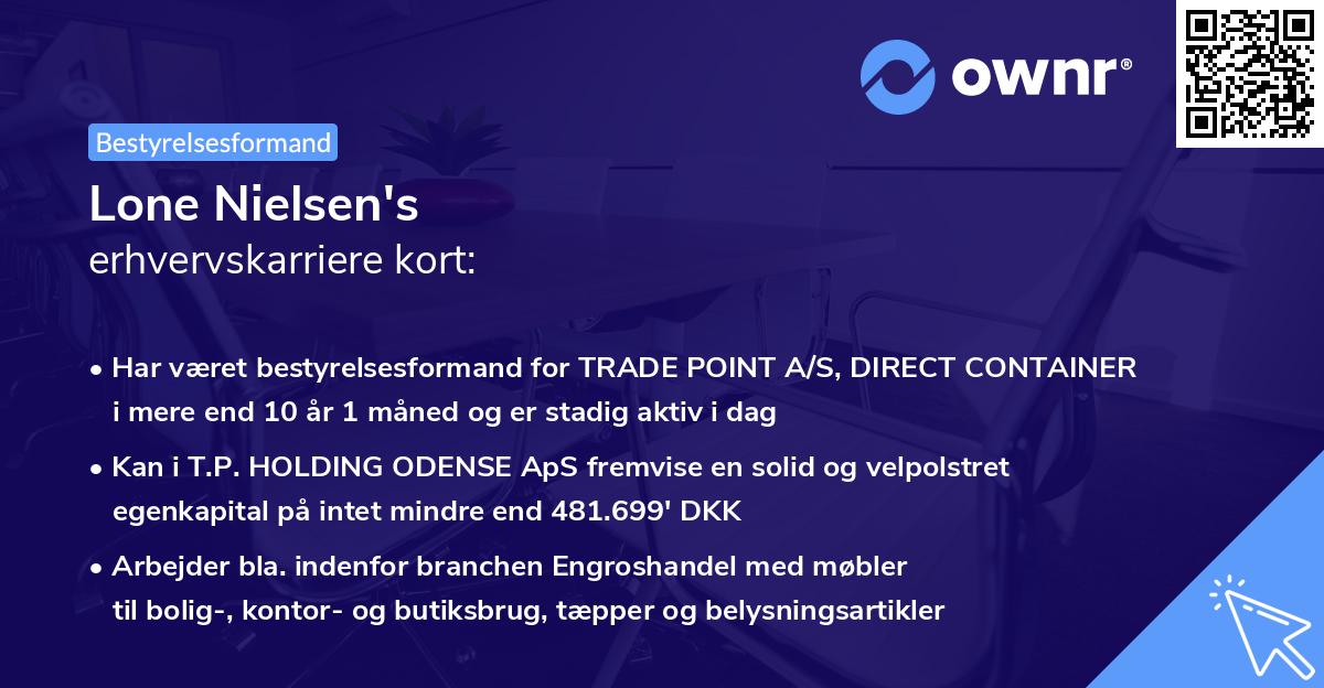 Lone Nielsen's erhvervskarriere kort