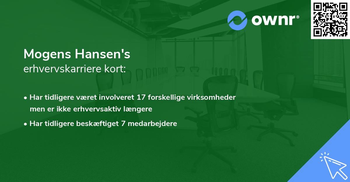 Mogens Hansen's erhvervskarriere kort