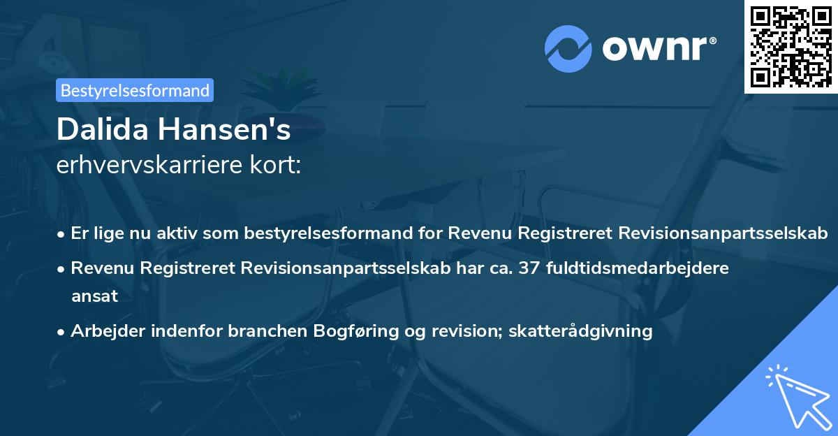 Dalida Hansen's erhvervskarriere kort