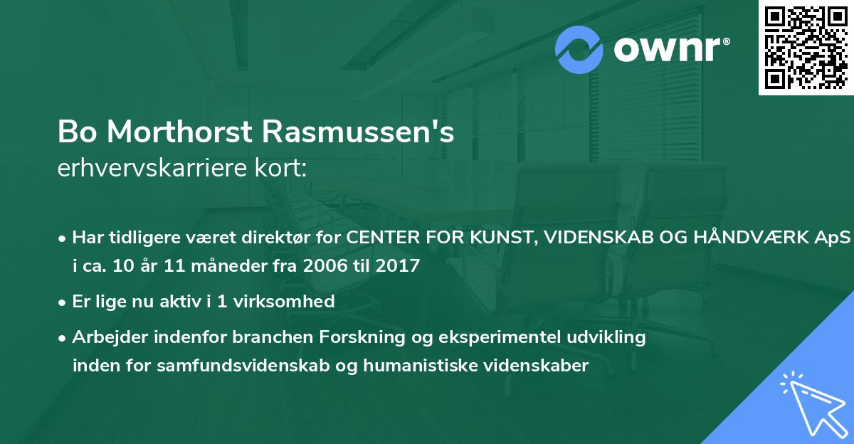 Bo Morthorst Rasmussen's erhvervskarriere kort