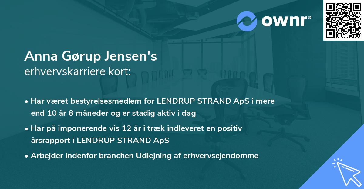 Anna Gørup Jensen's erhvervskarriere kort