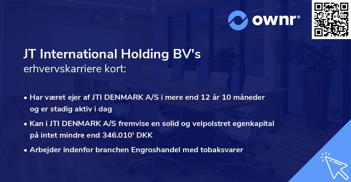 JT International Holding BV's erhvervskarriere kort