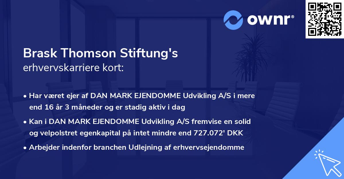 Brask Thomson Stiftung's erhvervskarriere kort