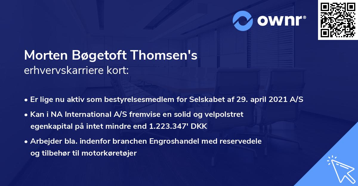 Morten Bøgetoft Thomsen's erhvervskarriere kort