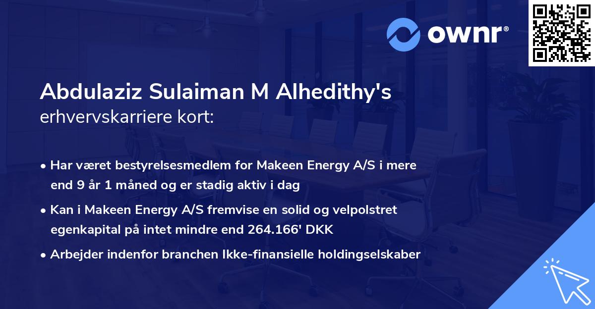 Abdulaziz Sulaiman M Alhedithy's erhvervskarriere kort