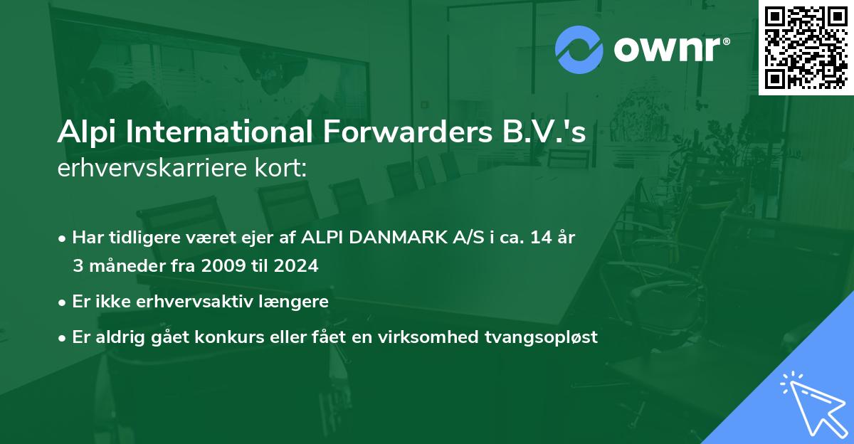 Alpi International Forwarders B.V.'s erhvervskarriere kort