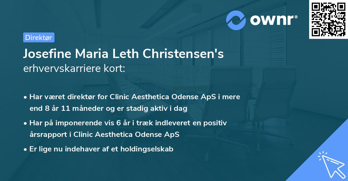 Josefine Maria Leth Christensen's erhvervskarriere kort