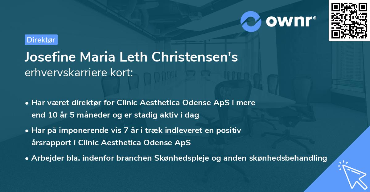 Josefine Maria Leth Christensen's erhvervskarriere kort
