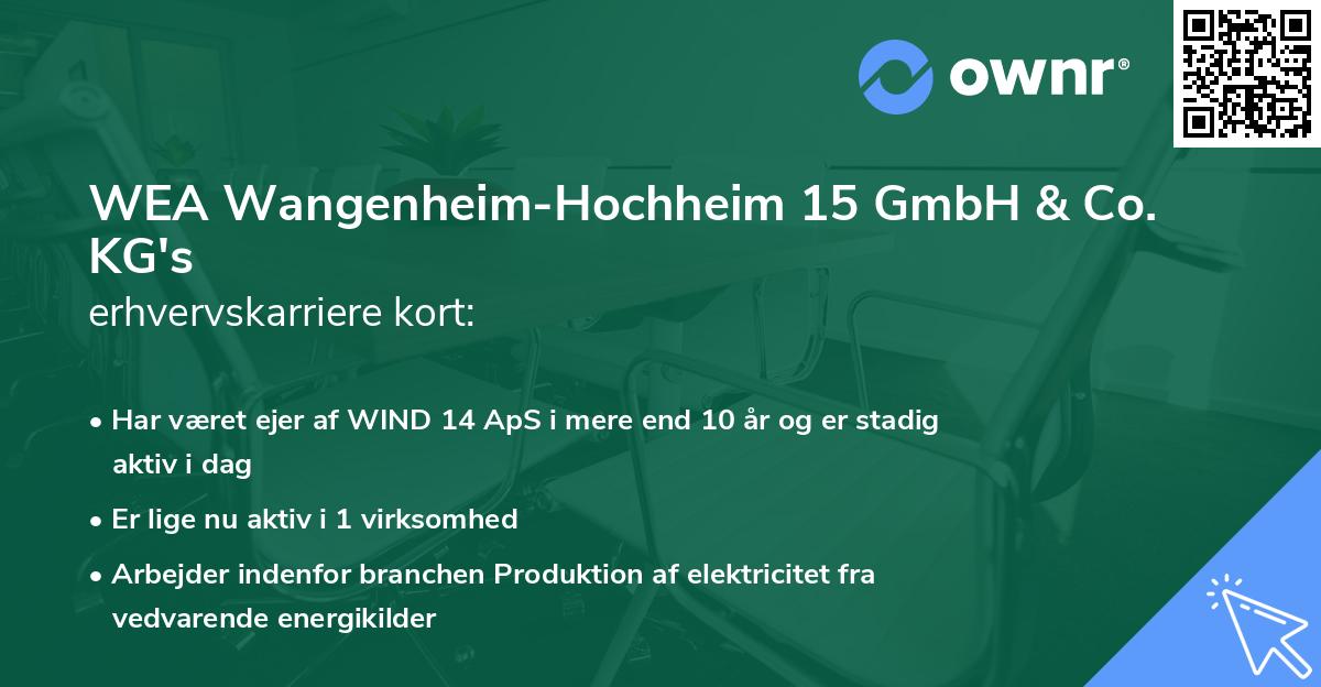 WEA Wangenheim-Hochheim 15 GmbH & Co. KG's erhvervskarriere kort