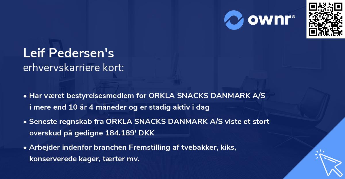 Leif Pedersen's erhvervskarriere kort