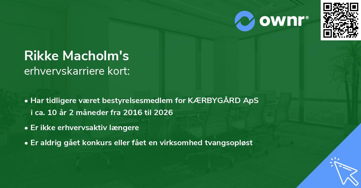 Rikke Macholm's erhvervskarriere kort