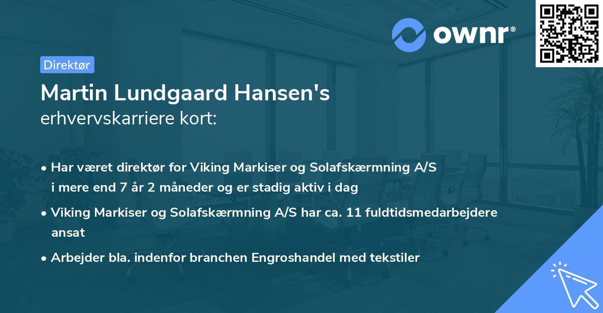 Martin Lundgaard Hansen's erhvervskarriere kort