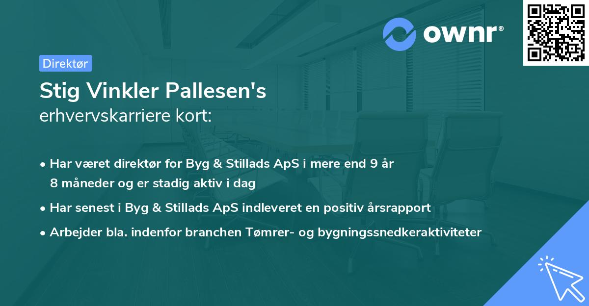 Stig Vinkler Pallesen's erhvervskarriere kort