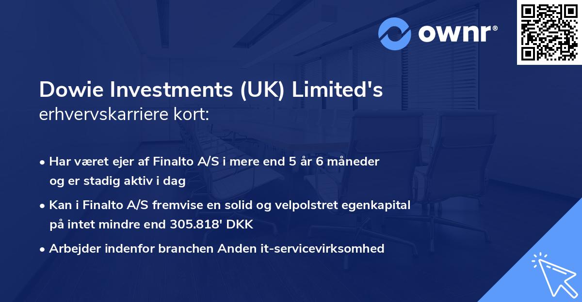 Dowie Investments (UK) Limited's erhvervskarriere kort