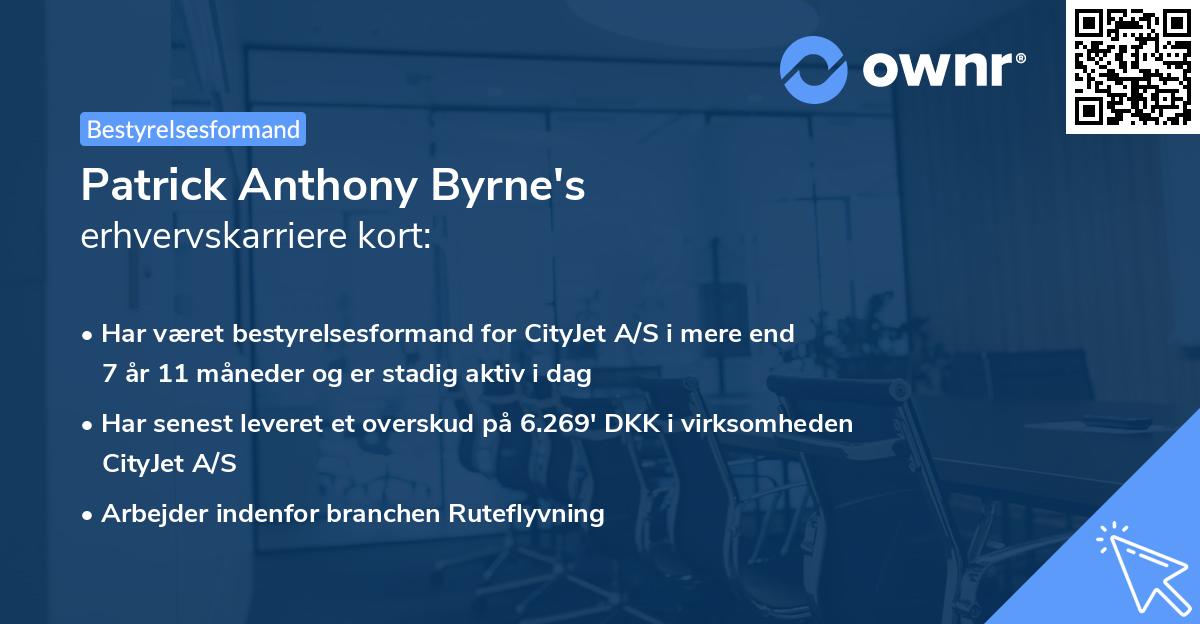 Patrick Anthony Byrne's erhvervskarriere kort